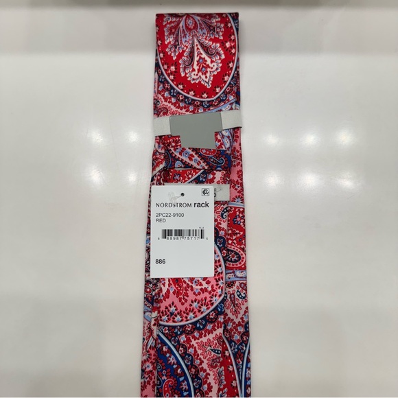 Perry Ellis 🫐 Paisley Red and Blue Men's Tie - Picture 4 of 6